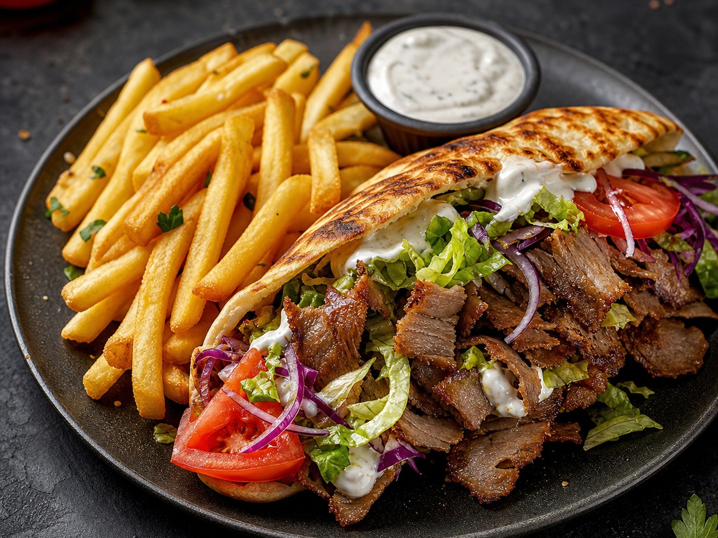 Sandwich kebab et frites